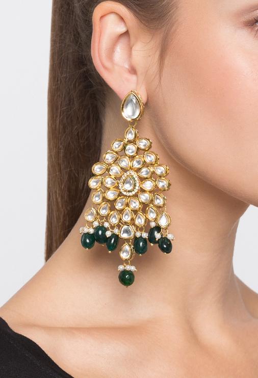 Shaina Green Kundan Earrings