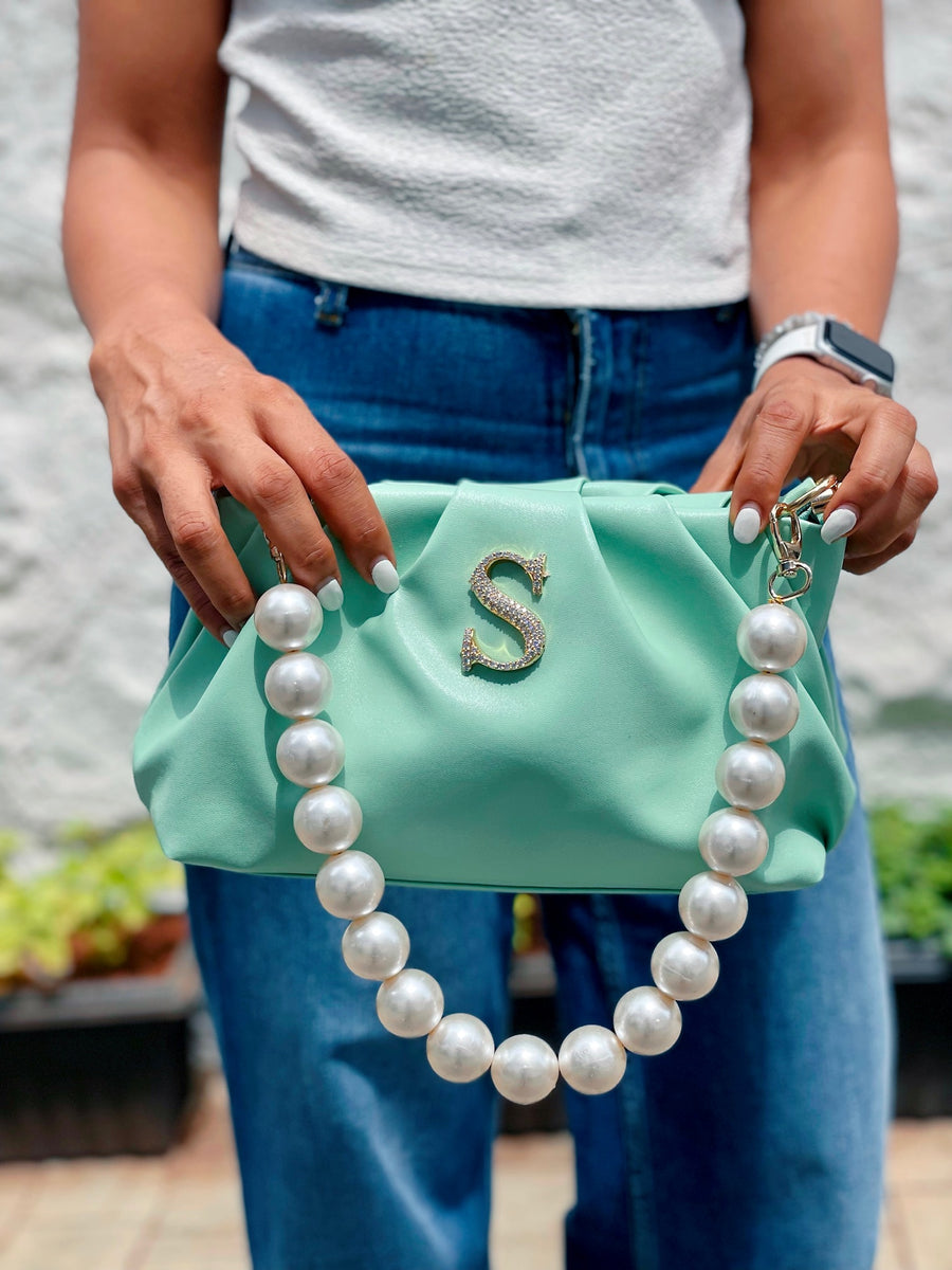 Personalized Mint Green Rouched Bag