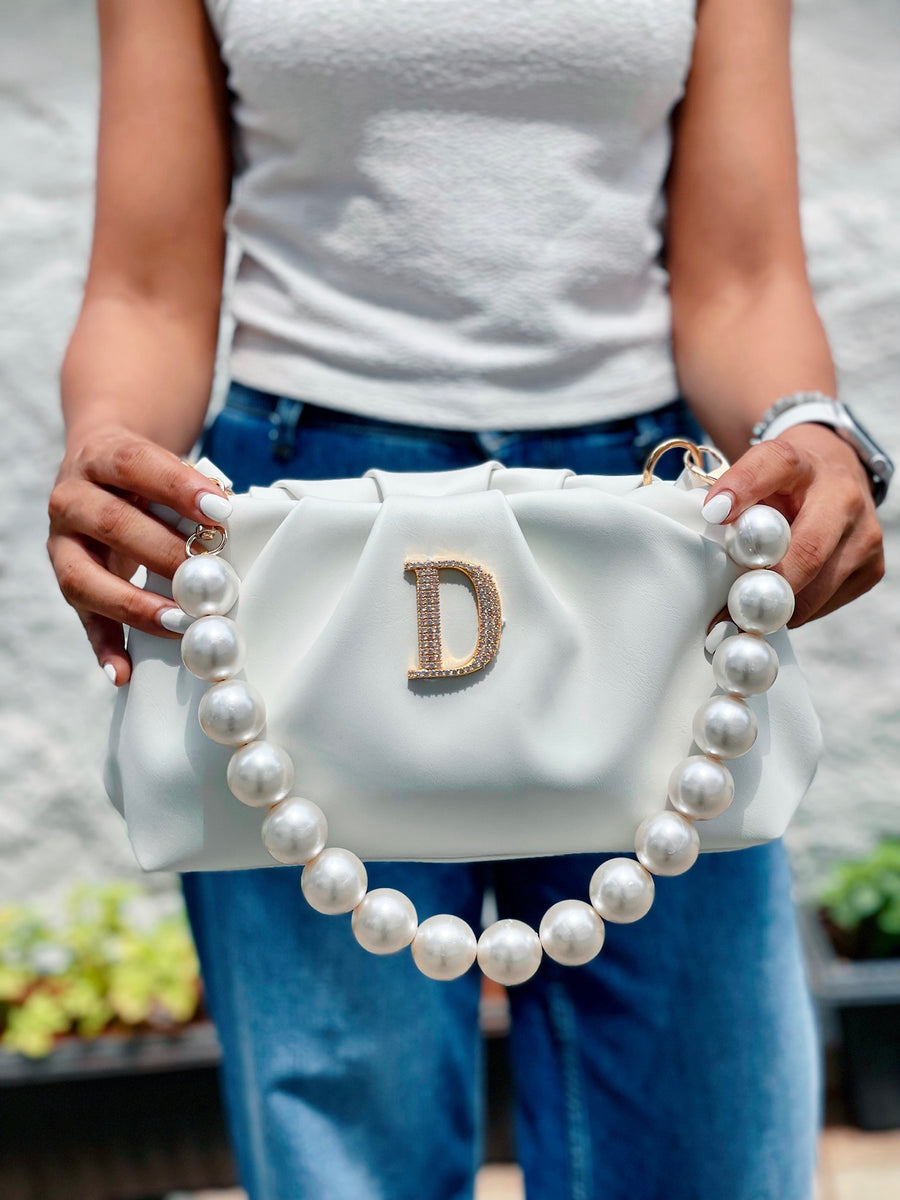 Personalized White Rouched Bag