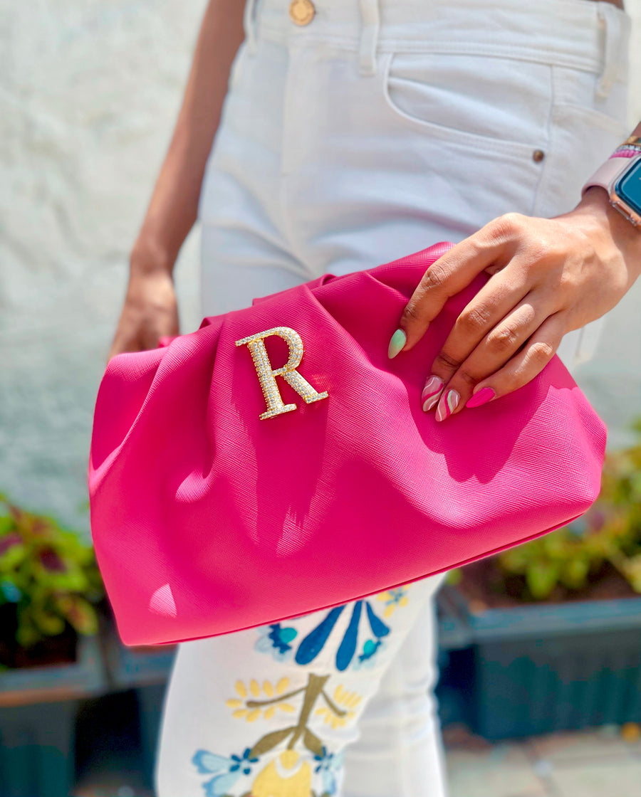Personalized Fuchsia Rouched Bag