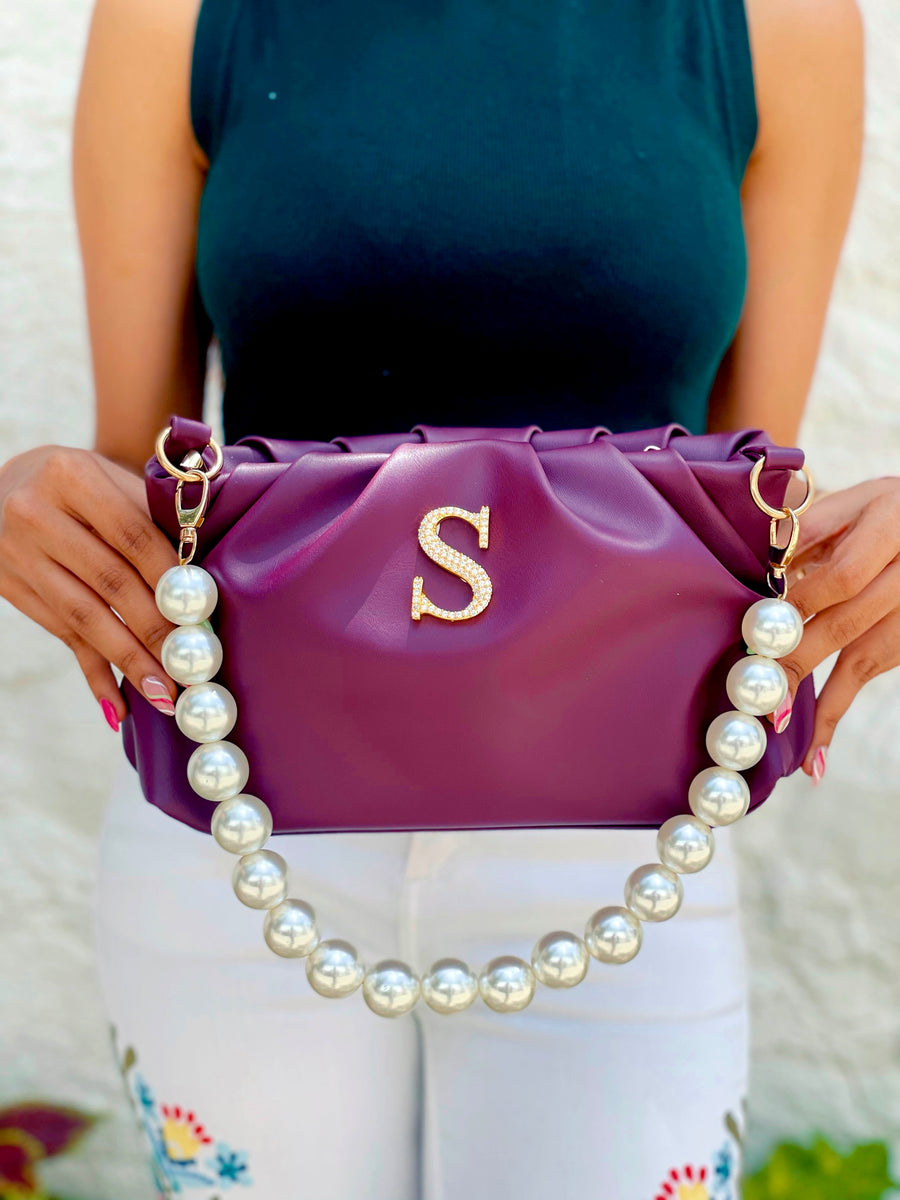 Personalized Purple Rouched Bag