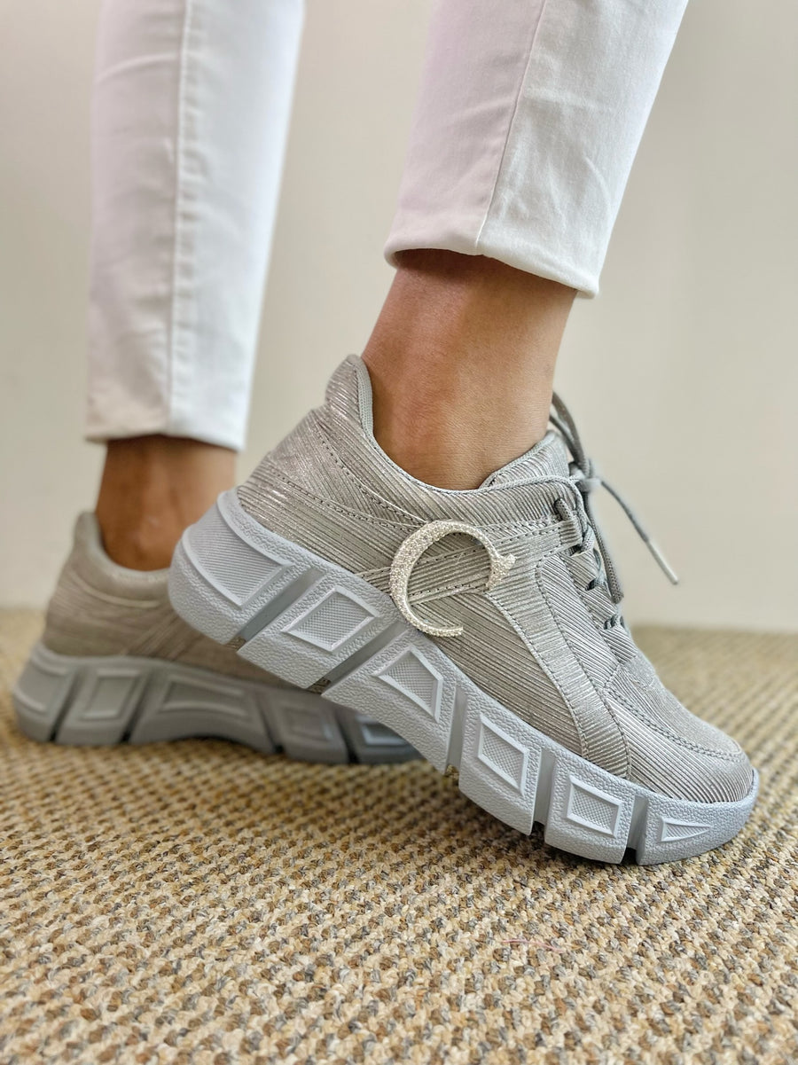 Grey Alphabeto Metallic Sneakers