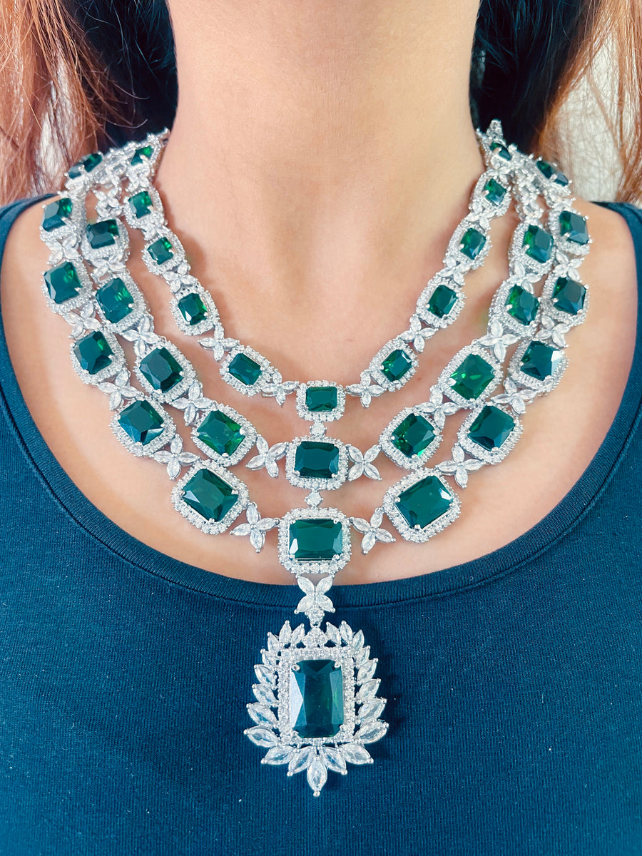 Sydney Emerald Set (Earrings & Necklace)