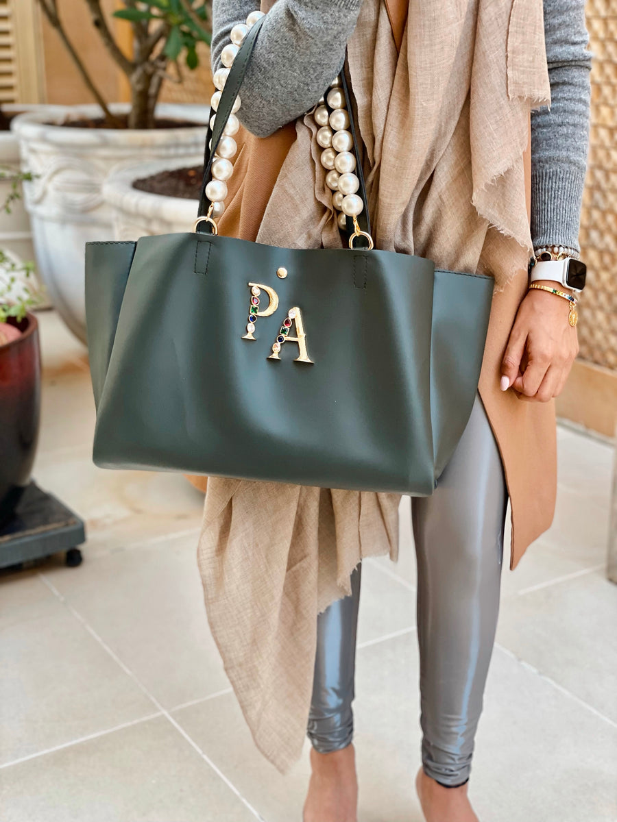 Personalized Olive Green Tote Bag