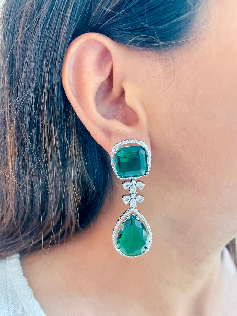 Double Emerald and Diamond Set (Earrings & Necklace)