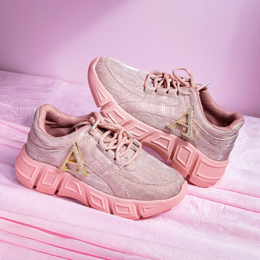 Pink Alphabeto Metallic Sneakers