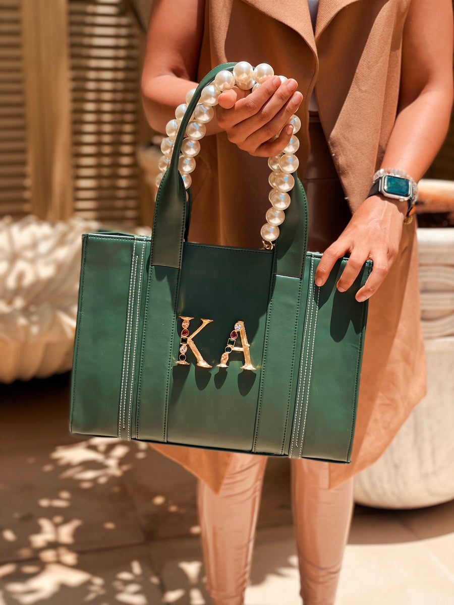 Diana Personalized Olive Green Tote Bag