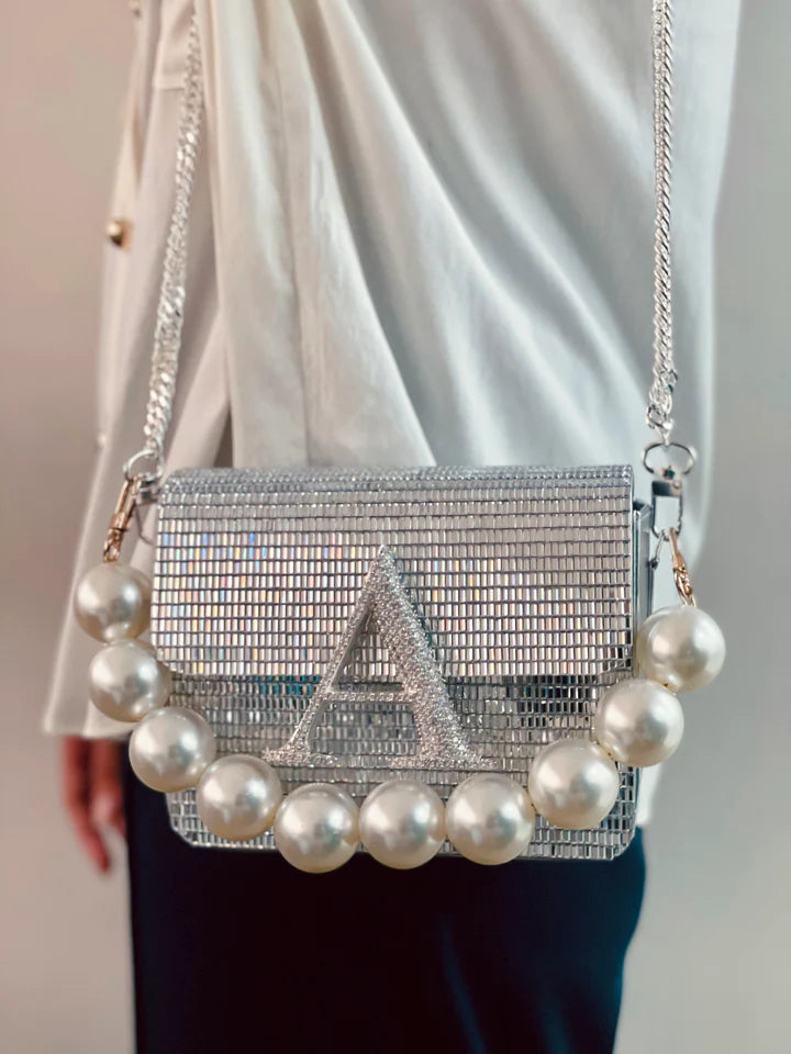 Personalized Silver Disco Crossbody Bag