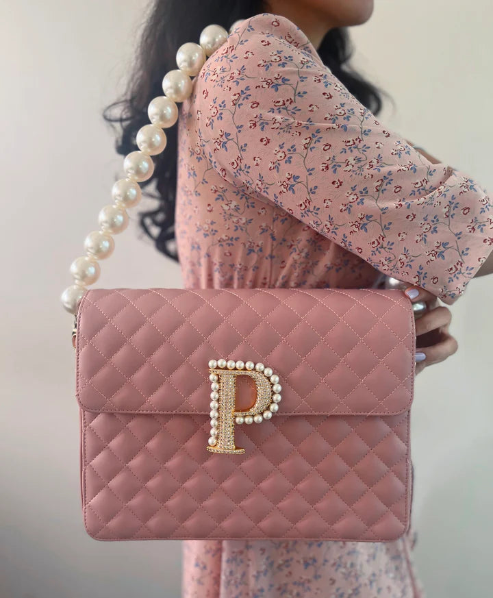 Personalized Dusky Pink Quilted Bag