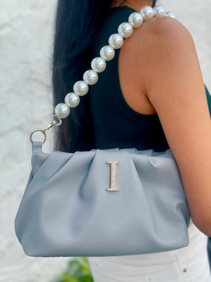 Personalized Grey Rouched Bag