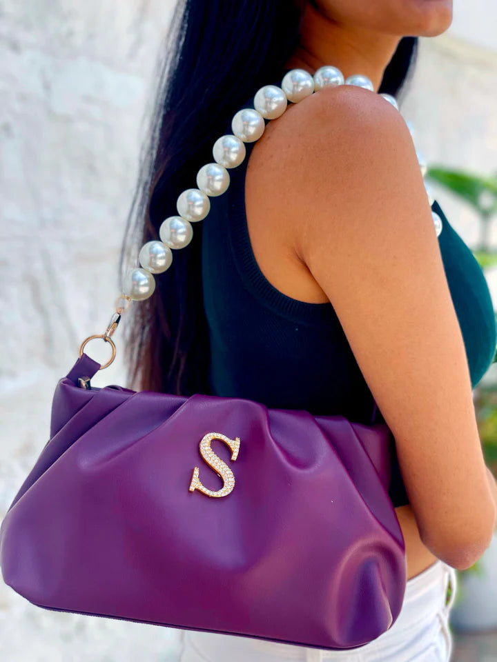 Personalized Purple Rouched Bag