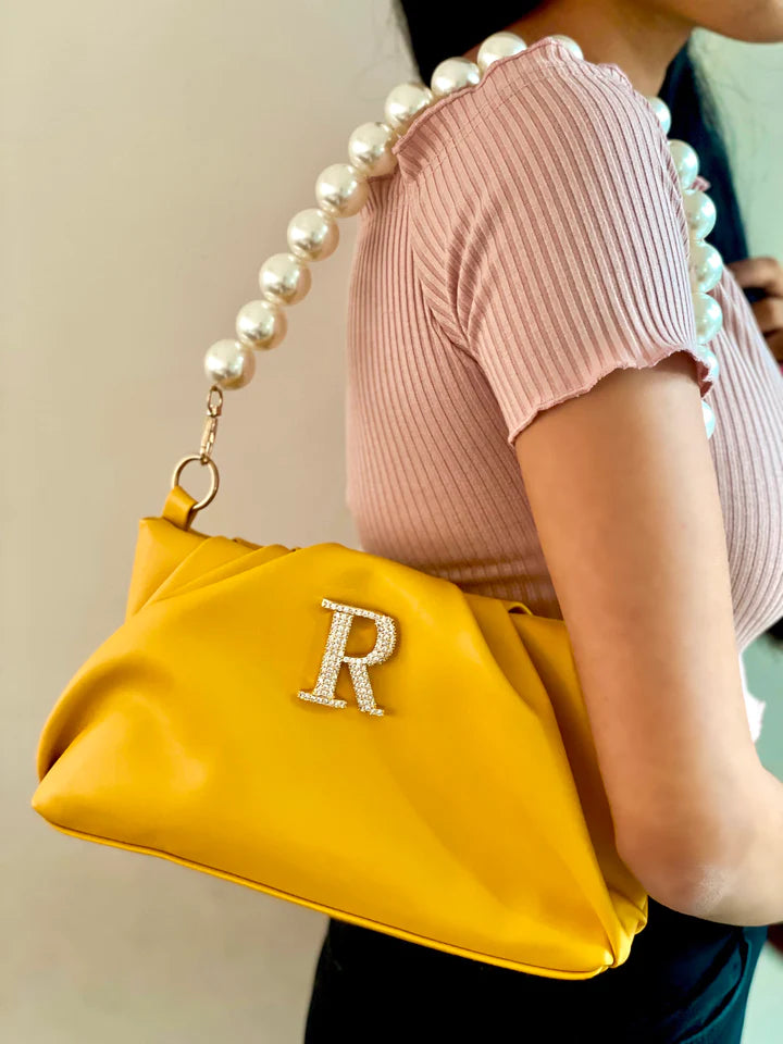 Personalized Yellow Rouched Bag