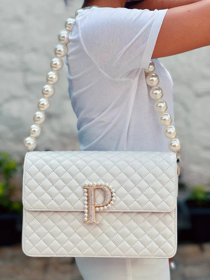 Personalized White Quilted Bag