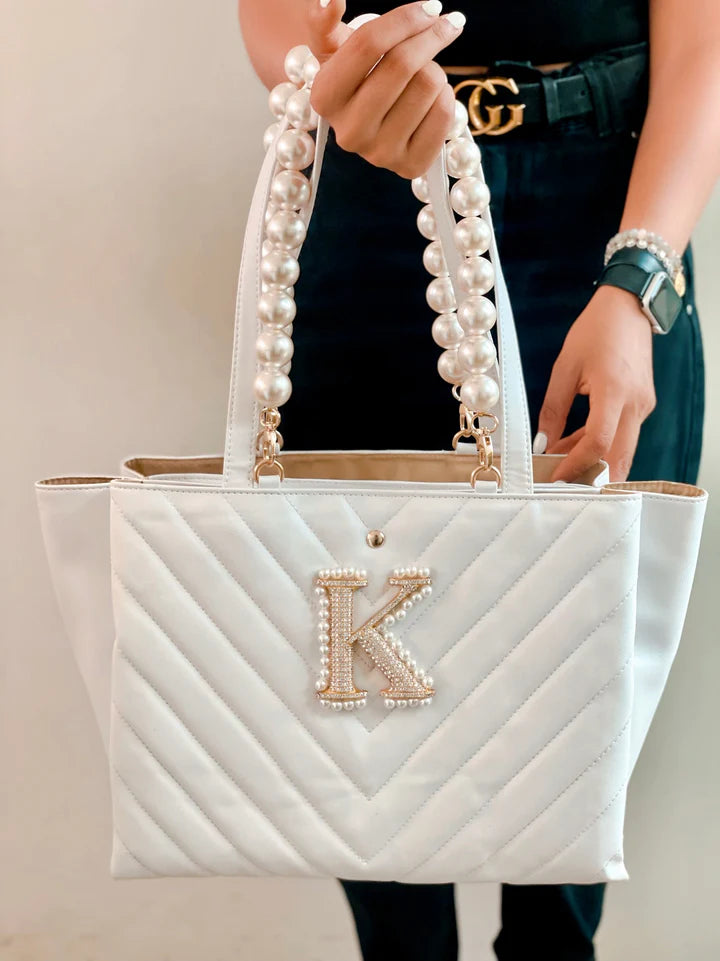 Personalized White Quilted Tote Bag – PRERTO E-COMMERCE PRIVATE LIMITED