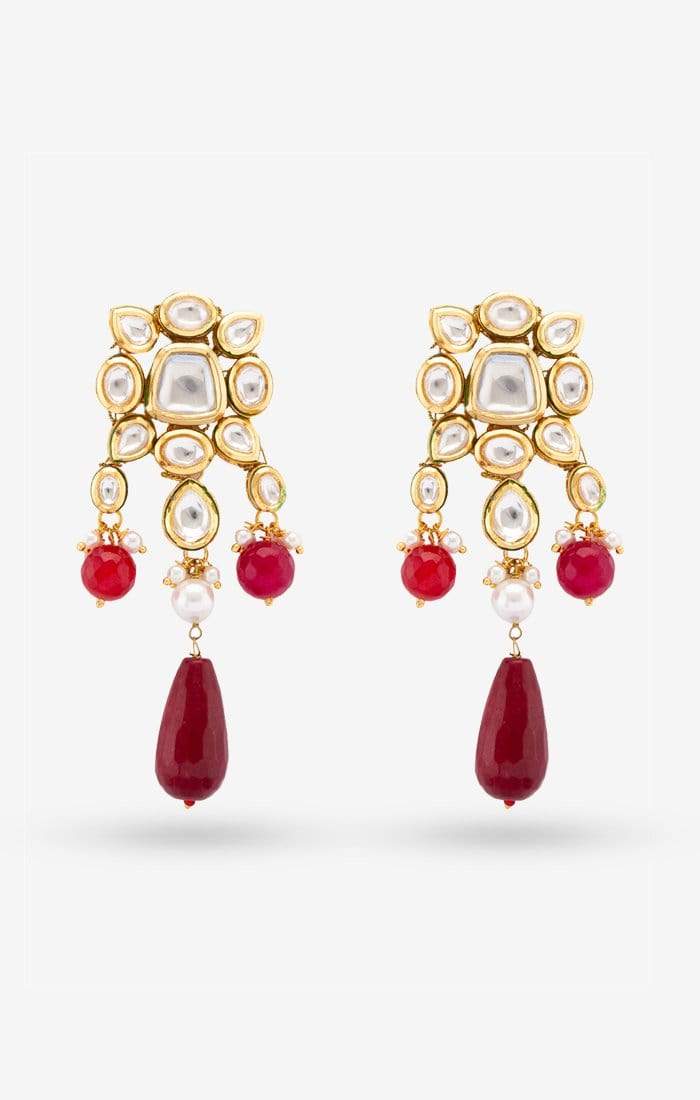 Red Drop Mumtaz Earrings - Earrings