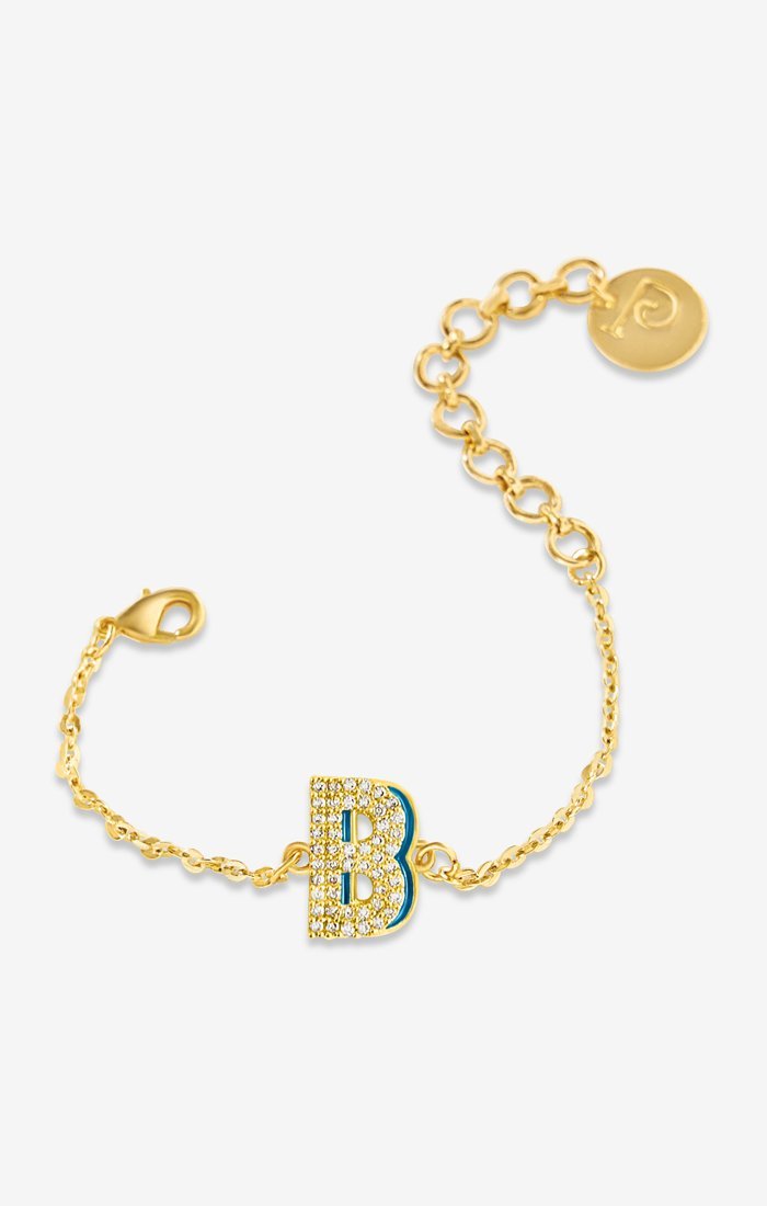 B LETTER NAME Heart Shape With name gold plated chain for girls and women &  Stylish Bracelet For Girls & Women (KC_01) (COMBO PACK OF 2 PIC)